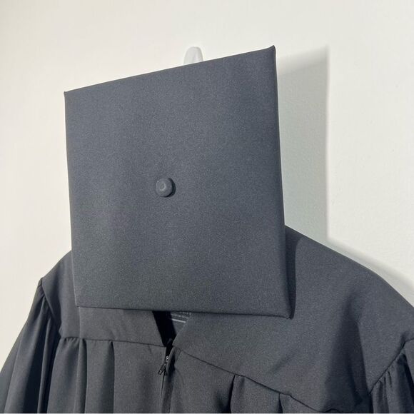 Oak Hall GreenWeaver Black Graduation Commencement Cap Gown Zipper Fit 6'6"-6'8" - Picture 4 of 11